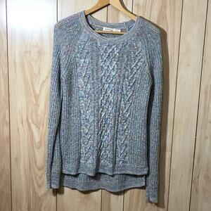 Faded Glory Gray Multicolor Round Neck Long Sleeve Sweater M